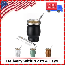 8Oz Yerba Mate Cup, 304 Stainless Steel Double-Wall Mate Cup, Heat Insulation Ye