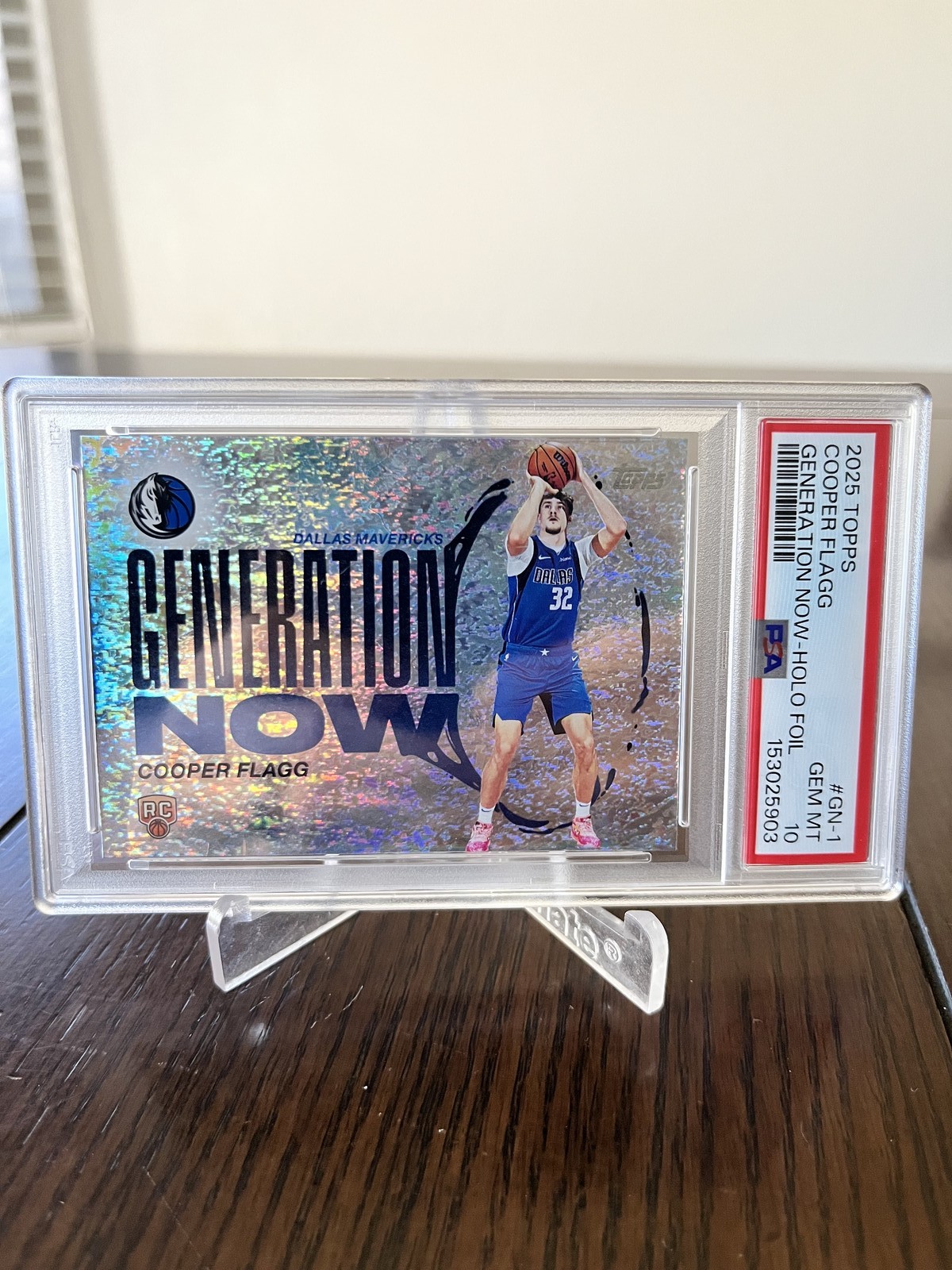 2025 Topps Generation Now Holo Foil RC Cooper Flagg #GN-1 Mavericks PSA 10