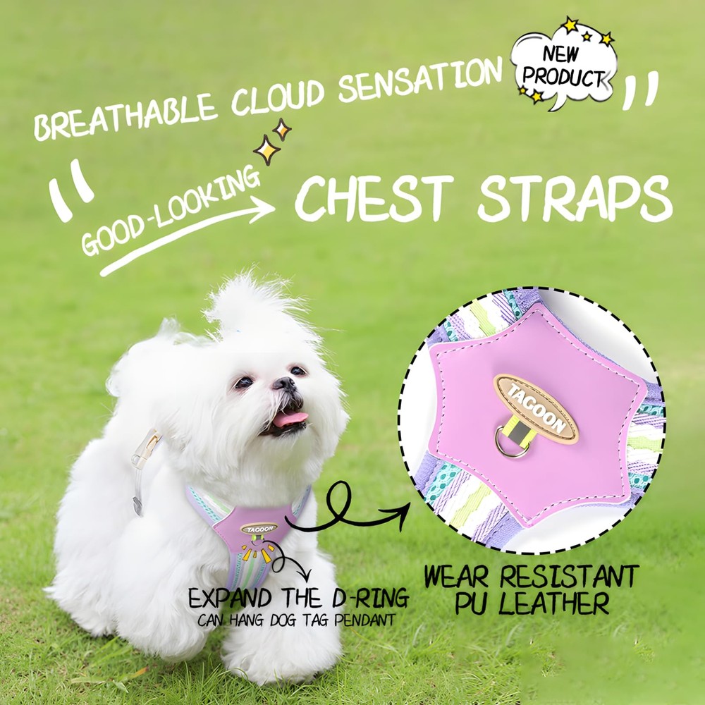 Dog Harness with Reflective Strips Breathable Mesh No Pull Vest Leash Small