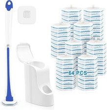 Disposable Toilet Brush with 64 Wand Cleaner Refills, Wall Mounted Toilet Bowl