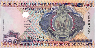 Vanuatu banknote 200 Vatu / Fancy serial numbers Crisp UNC