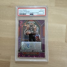 2022 PANINI PRIZM CHAD JOHNSON LEGEND SIGNATURE AUTO PURPLE POWER /49 PSA 10