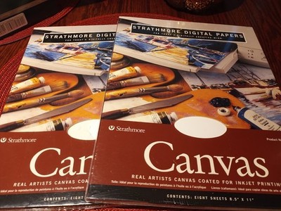 TWO Strathmore Inkjet Papers Canvas 8 Sheets each  8.5  X 11  Sealed NEW! (90)