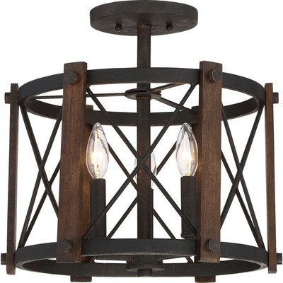 Baron - 3 Light Semi-Flush Mount - 14.5 Inches high Semi-Flush Mount Quoizel