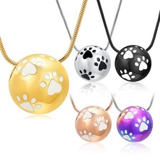 Dog / Cat Urn Necklaces for Ashes Paw Print Ashes Urn Pendant Pet Memorial Gifts