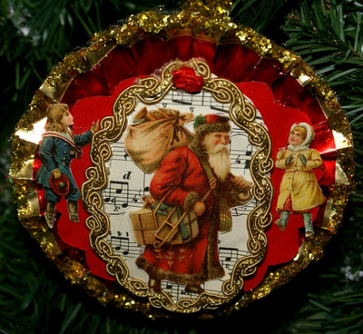 Victorian Santa & Children Ornament Old World Magical Christmas Collectible