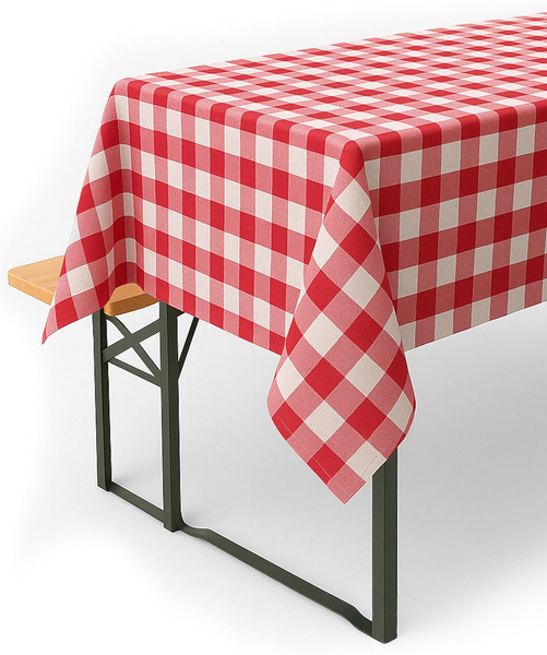 Landhaus 40 X 180 Cm Rot-Weiß Kariert Aus 100% Baumwolle Im 20 Mm Karo Bauernka-image