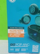 NEW JLab Go Pop ANC True Wireless Bluetooth Earbuds Open Box Clear Teal Green