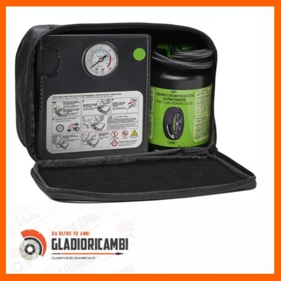 KIT DI RIPARAZIONE PNEUMATICI LIQUIDO SIGILLANTE E COMPRESSORE D'ARIA JBM