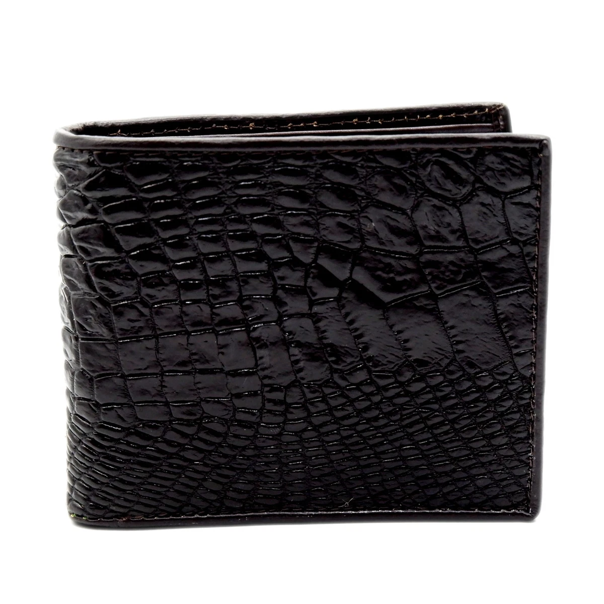 Portafoglio Da Uomo In Pelle Coccodrillo Color Nero Made In Italy - Foto 4