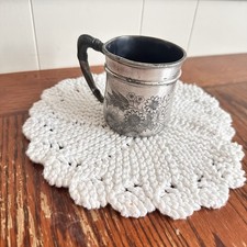 Vintage Silver Plated Child Baby Cup Floral Etched See Pics