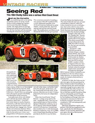 1964 SHELBY COBRA CSX2290  ~  GREAT VINTAGE RACER ARTICLE / AD