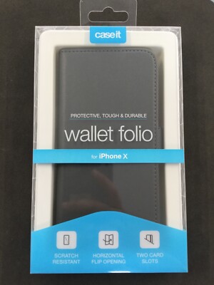 Case it, Geldbörse Folio für iPhone X, dunkelgrau, schützend, robust & langlebig