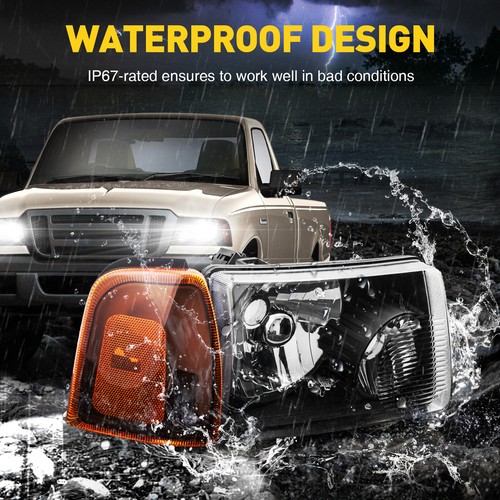 New HEADLIGHTS ASEEMBLY For FORD RANGER 2001-2011 Amber Clear DOT&SAE-Certified - Picture 10 of 12