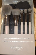 SEPHORA COLLECTION Charcoal Antibacterial 6 Piece Brush Set Authentic BRAND NEW