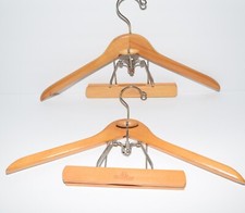  2 Vintage Harmony House 18" Solid Wood Suit Hangers with Pants Clamps