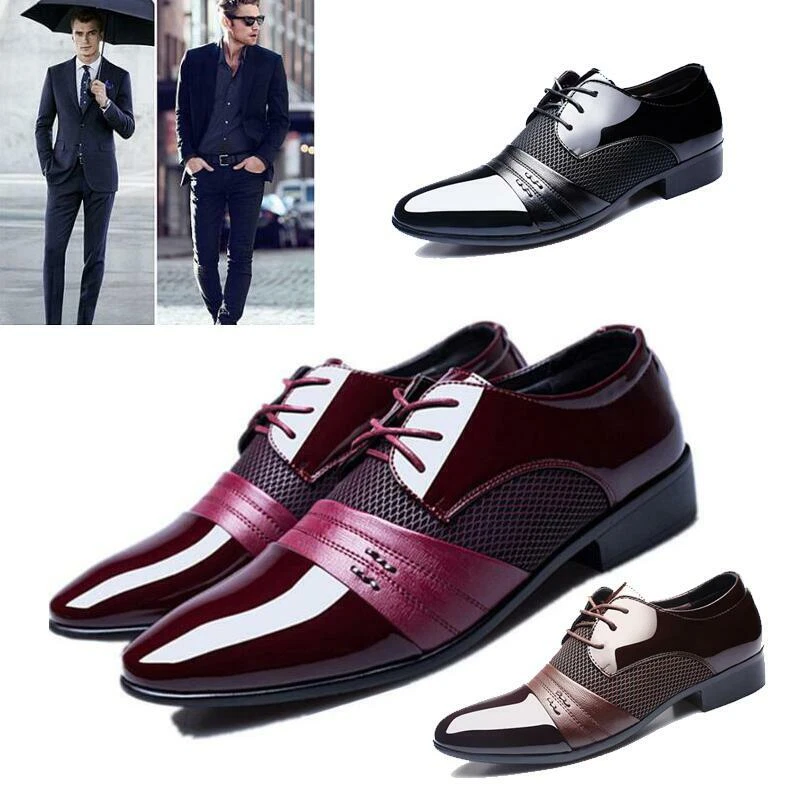  Men's Formal Dress Shoes Square Toe Oxfords Men Suit Male  Wedding Business Shoes Shoes Lace Comfortable Shoe Casual Leather Men's  Leather Shoes Men Black Leather Oxfords Shoes (Black, 7.5)