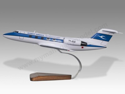 Gulfstream G-1159 II Kuwait Airways Desk Wood Airplane Model Small Scale 1/100