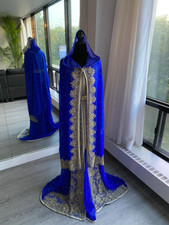 NEW Royal Bridal Caftan Dress Blue and gold, One size, 3 pieces