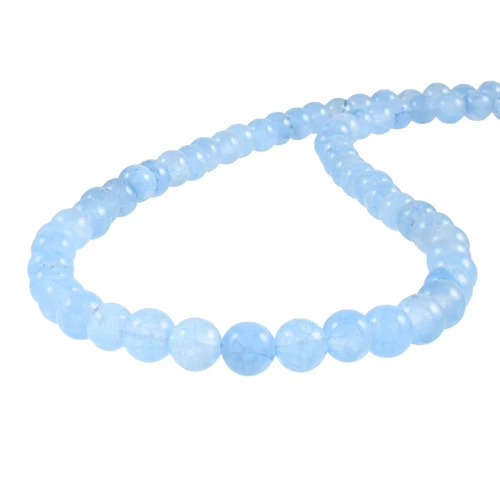 Natural 6mm Aquamarine Plain Round Beads Chain 18" Strand Handmade Necklace - Picture 6 of 7