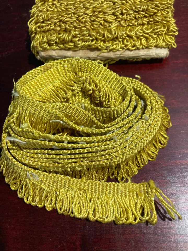 Franja amarilla fuerte vintage 7/8"" flecos 5,5 yardas. Foto 3 de 4