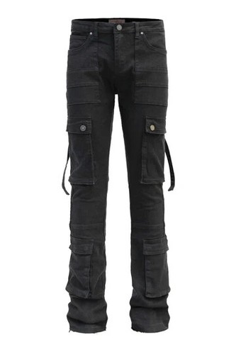 PJ MARK Herren Freizeit 2-Tone Color Block Washed Stacked Flare Cargo Hose D450 - Bild 6 von 9