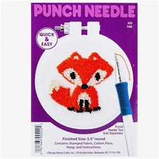 Foxy Punch Needle Craft Kit - DIY Embroidery Set for Beginners - Fox Design with