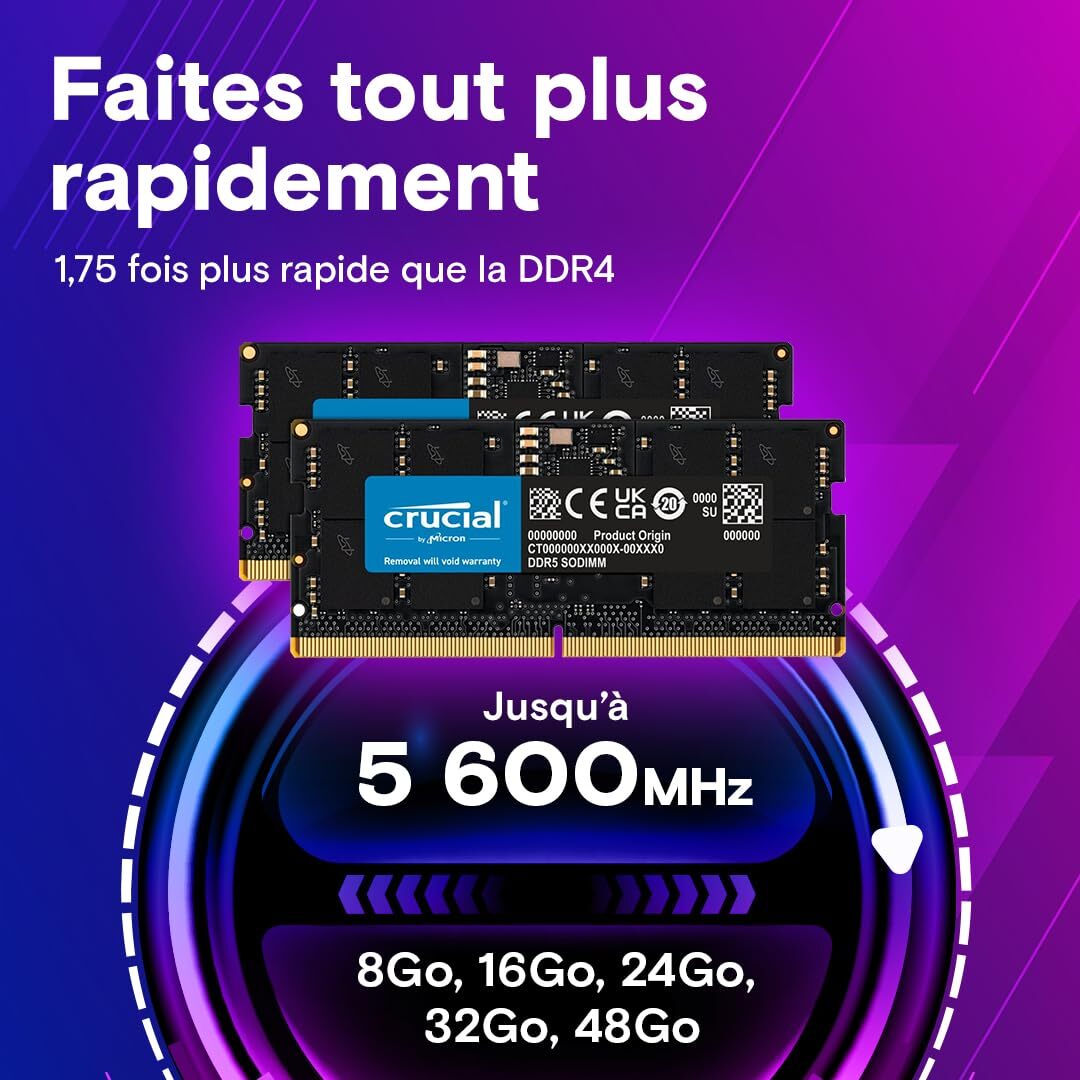 Crucial 16GB DDR5 4800MHz SODIMM RAM for 12th Gen Intel Core
