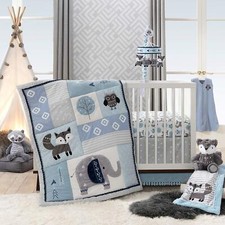Lambs  Ivy Stay Wild Animal Arrow 4 Piece Crib Bedding Set, Gray/Blue