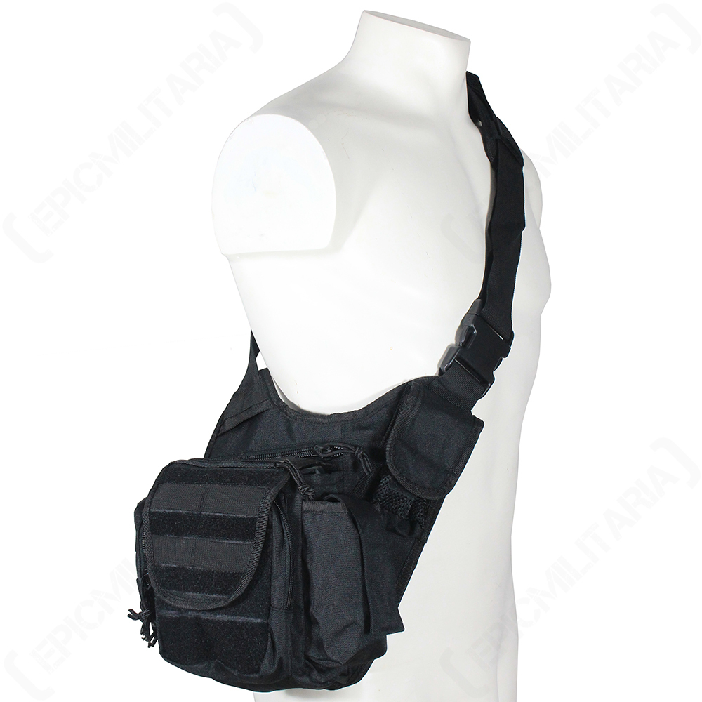 Black MOLLE Shoulder Pack - Bag Satchel Messenger Military Army MOLLE Walking