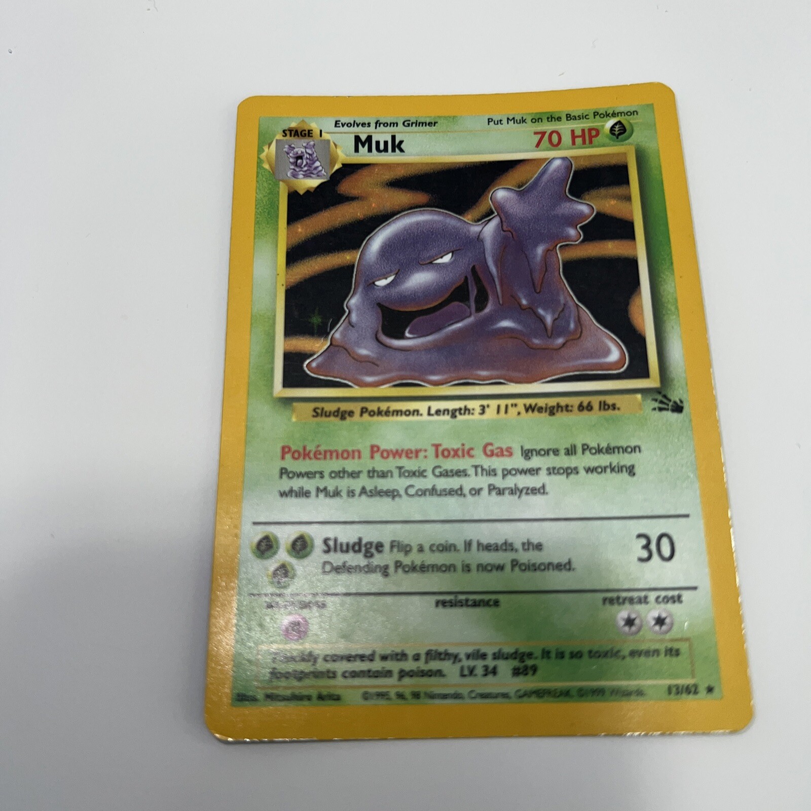 Pokemon Card Muk Holo Rare Fossil 13/62 VLP