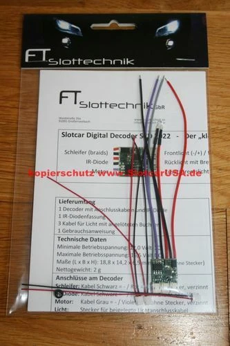 FT-Slottechnik, Mini Digitaldecoder SCD 2022 für Fremdfahrzeuge Carrera Digital