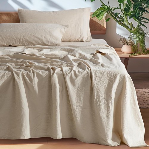 100 French Pure Linen Sheets,Breathable Durable Line Sheets(Natural