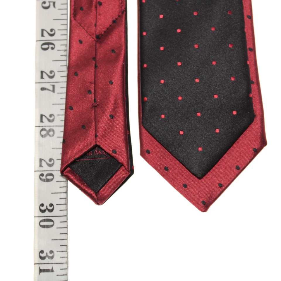 Italo Ferretti 全新带标签 Two in One 领带黑色/红色圆点 100% 真丝 — 第 4/4 张图片