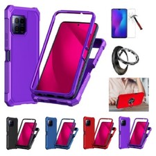 For T-Mobile REVVL 7 Pro 5G, Full Body TPU Cover Case  Tempered Glass/ Ring