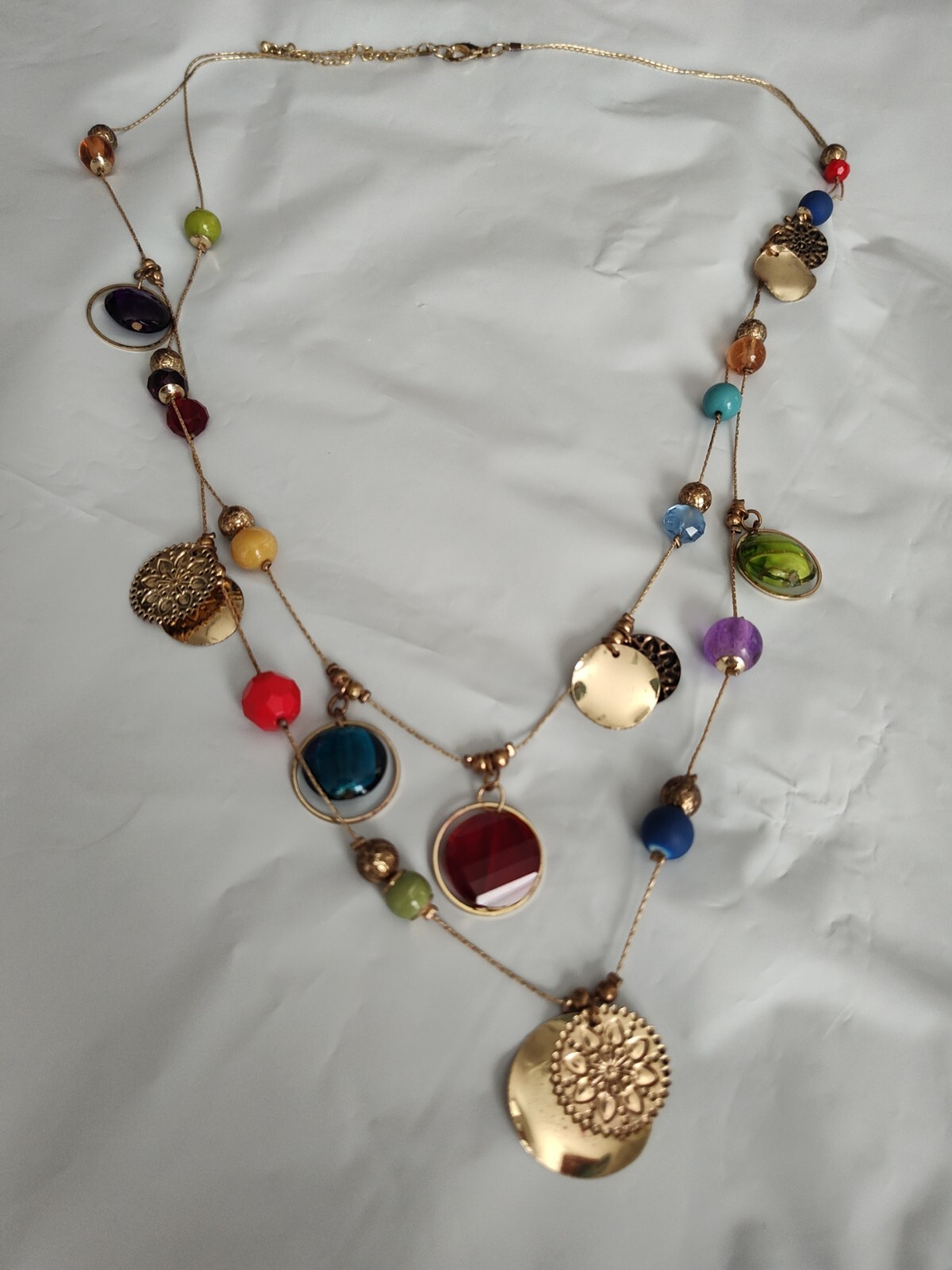 Layered Dangled Shaker Charm Statement Necklace M… - image 2