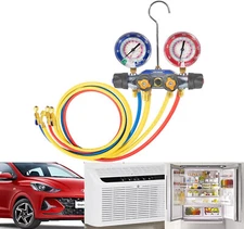 49968 4-Valve Test and Charging Manifold Gauge Set For R22/404A/410A Refrigerant