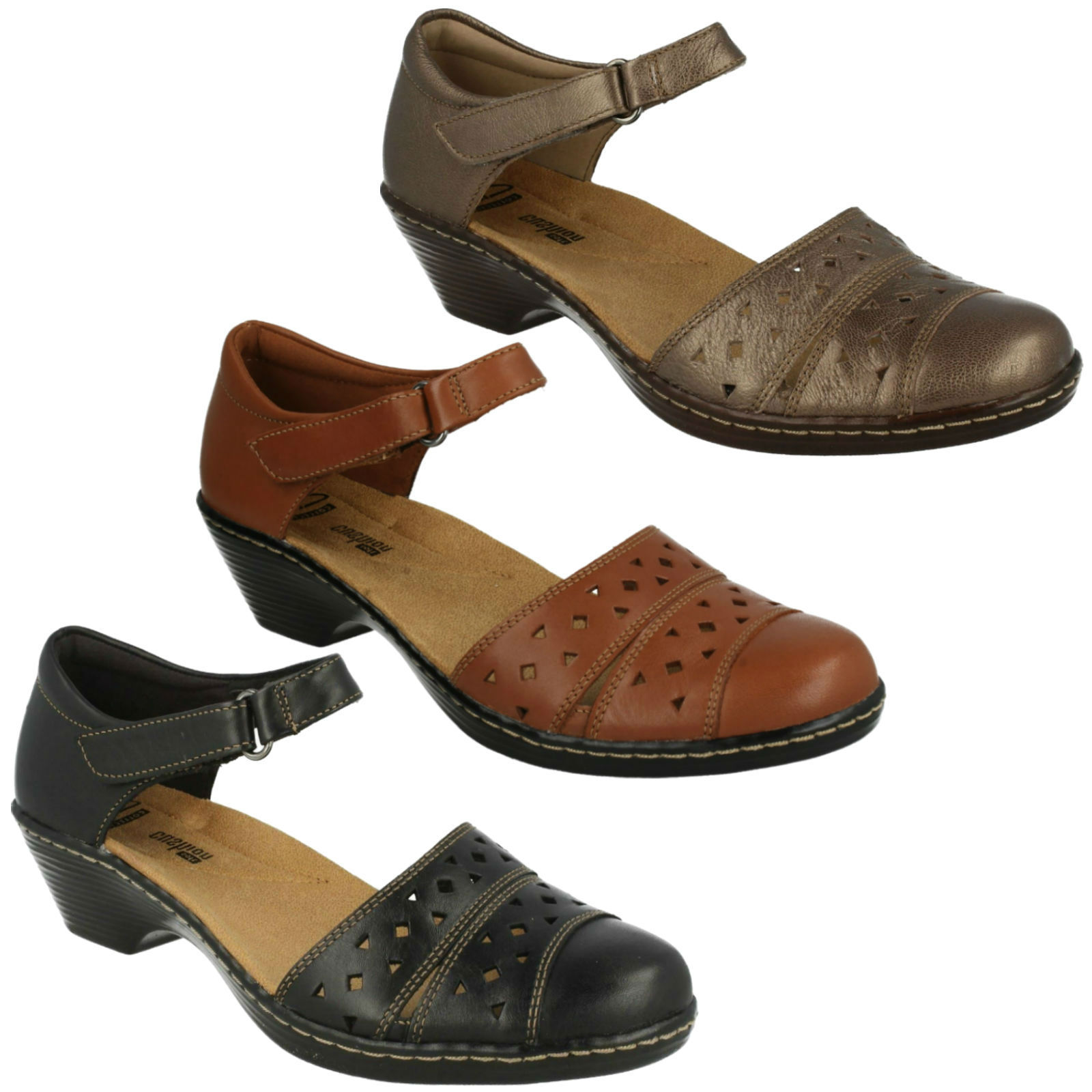 Wendy Laurel Damen Clarks Klettverschluss Geschlossene Elegante Leder Wendy Laurel Damen Clarks Klettverschluss Geschlossene Elegante Leder
