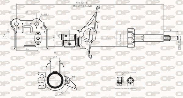 Amortisseur hydraulique avant droit à filetage renforcé pour Hyundai Getz essence et diesel