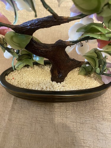 Glass BONSAI TREE with Multicoloured Cherry Blossoms and Jade Coloured Leaves - Picture 9 of 11