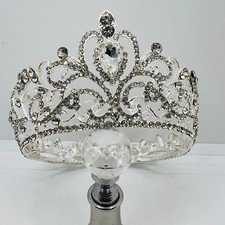 Fine Princess Tiara Tiara with Rhinestones in Silver Hair Accessory Crown