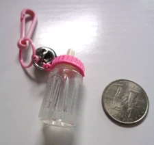 Vintage 1980s Plastic Bell Charm Pink Baby Bottle For 80s Necklace