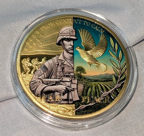War Peace Coin Mental Health Struggles Conflicts Calm Tree Army Soldier Dove UK - Imagen 14 de 16