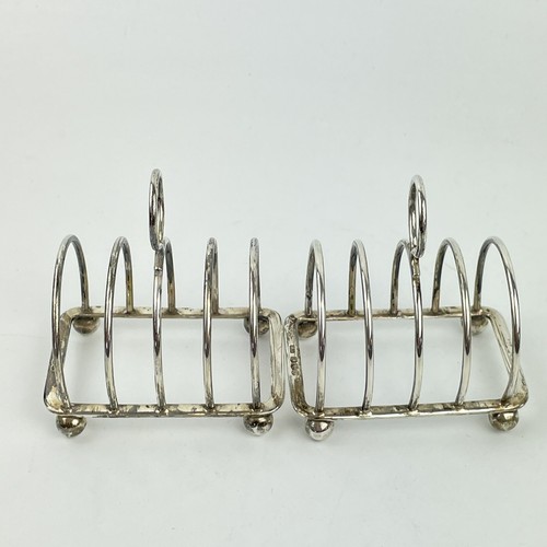 Pair Of Antique Solid Silver Four Slice Toast Racks Atkin Brothers 1922 7cm - Picture 5 of 9