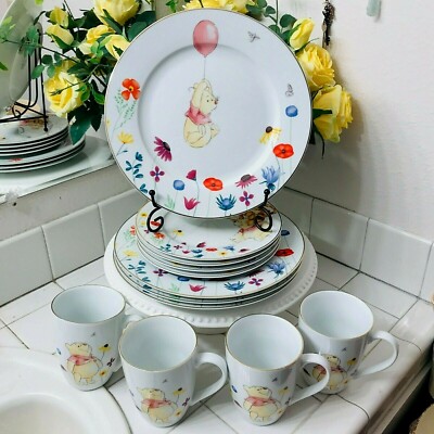 Disney Winnie The Pooh Set YOU PICK, Easter Floral Spring Dinner Salad Plate Mug