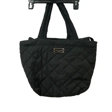 Marc Jacobs Bag Medium Quilted Tote Handbag Black With Gold Trim Zip Closure