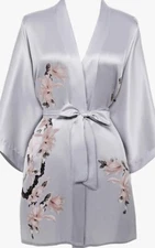 BABEYOND Short Kimono Robe Blouse Flower Printed Kimono Cover Up Loose Cardigen