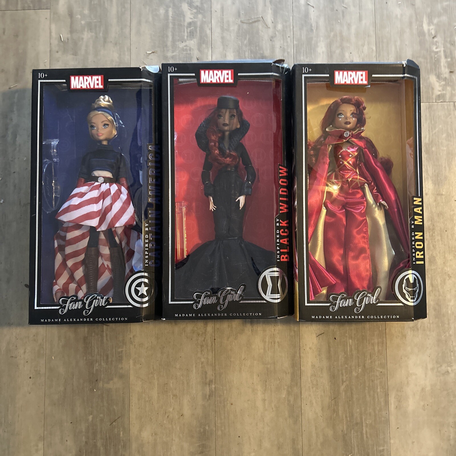 Madame Alexander Marvel Fan Girl Doll Lot Captain America, Iron Man