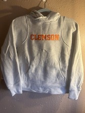 Youth Lululemon Embroidered Clemson Hoodie Relaxed Fit Fleece Heather Gray Sz 2