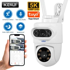 Wireless IP WIFI Camera Outdoor CCTV PTZ Smart Home Security IR Cam Dual lens 5K
